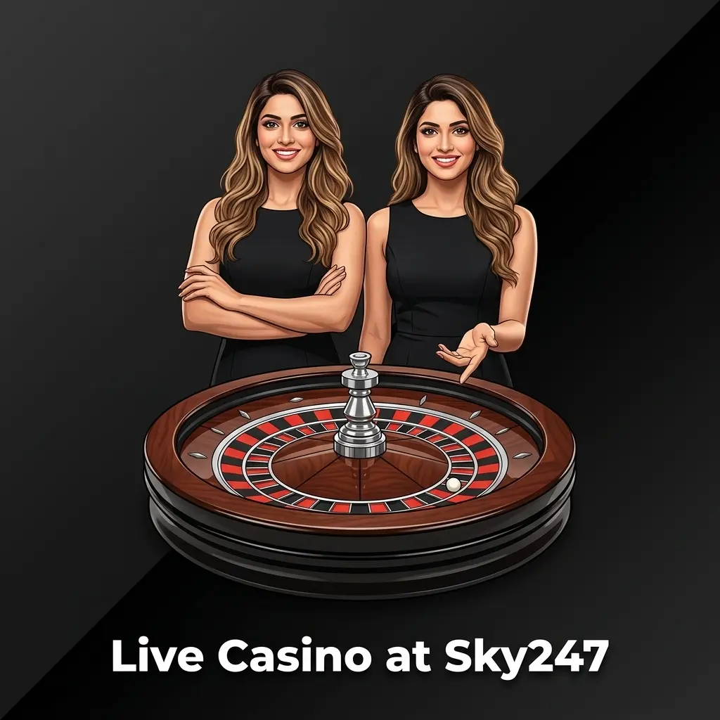Live casino games at Sky247 featuring real dealers, roulette, blackjack, and baccarat tables streamed in HD
