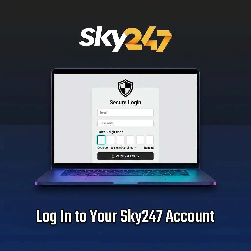 Sky247 account login page with secure username and password fields for accessing sports betting and casino games