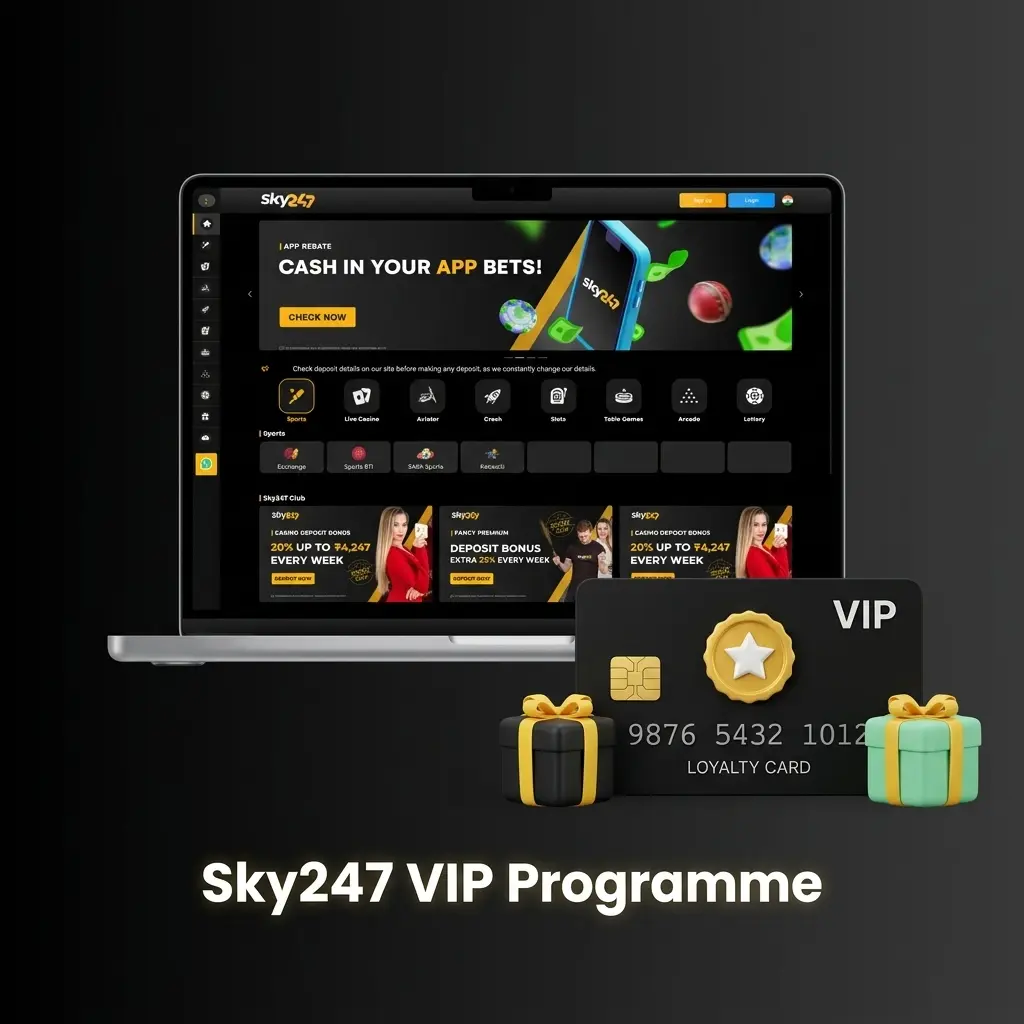 Sky247 VIP Programme logo showcasing exclusive membership benefits and rewards for premium users