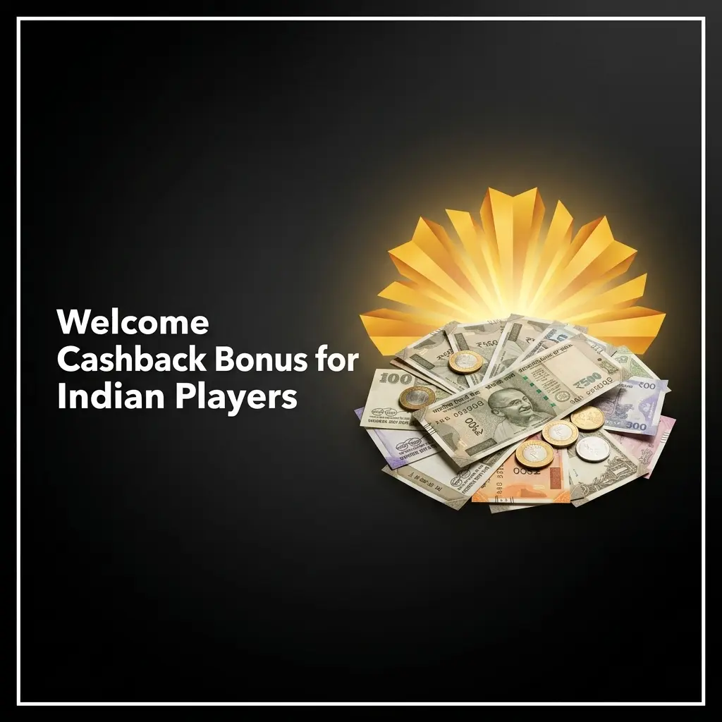 New Indian players receiving welcome cashback bonus rewards on a casino gaming platform with rupee currency symbols